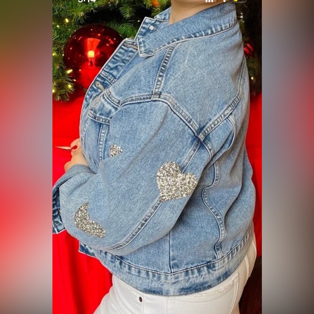 Denim jacket with heart sleeves